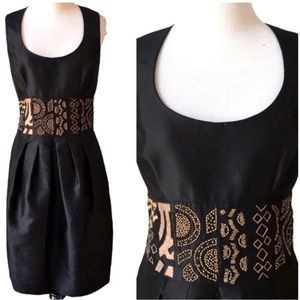 Nicole Miller Collection Black Silk & Antique Gold Beaded Dress - New With Tags